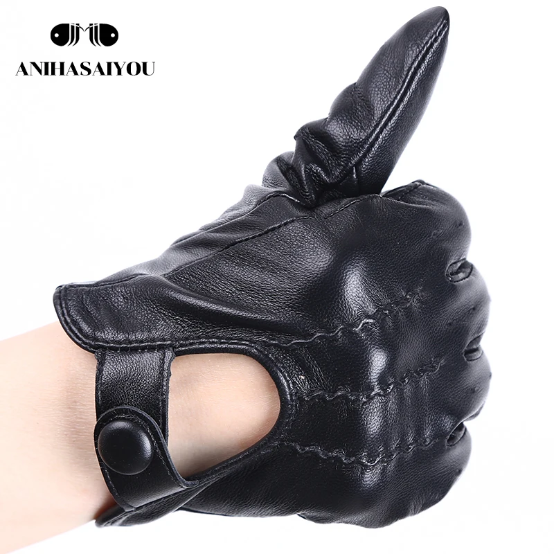 Fashion motorcycle touch gloves,Black Sensitive touch screen gloves,sheepskin genuine leather women\'s gloves -2004