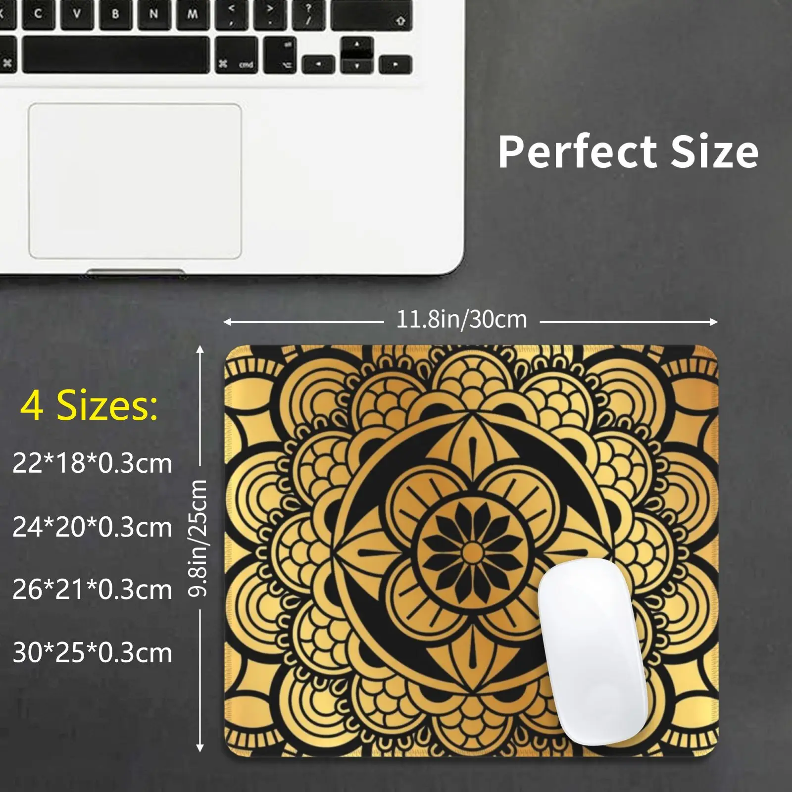 Gold Mandala Mouse Pad DIY Print Mandala Pattern Flower Gold Bohemian Boho Floral Girly Trendy Beautiful