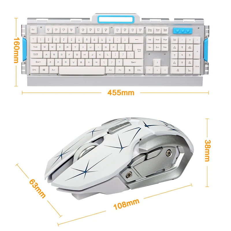 Hk50 teclado sem fio e mouse conjunto botão flutuante teclado de metal para casa teclado de jogos