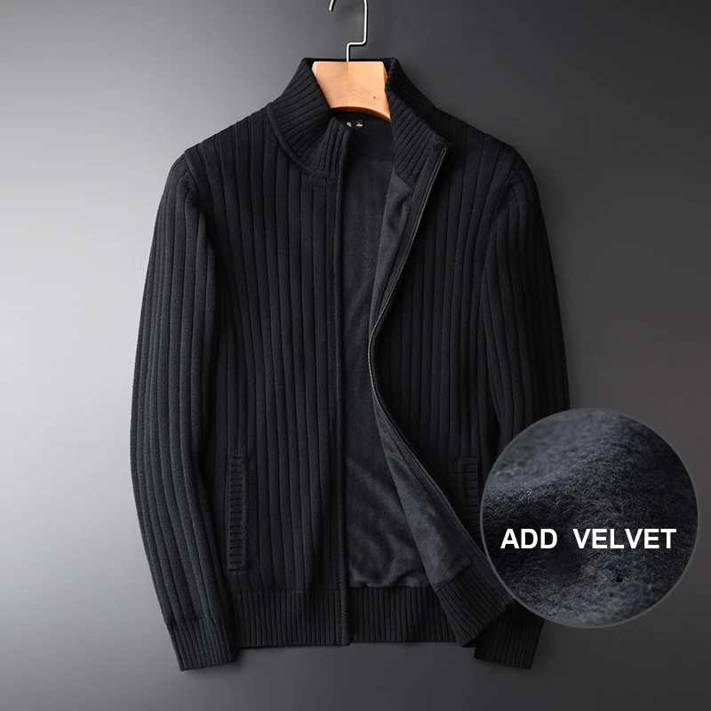 

Turtleneck Hight Quality Thick Computer Knitted Slim Men's Fashion Zipper Cardigan Sweater Plus Size 4XL