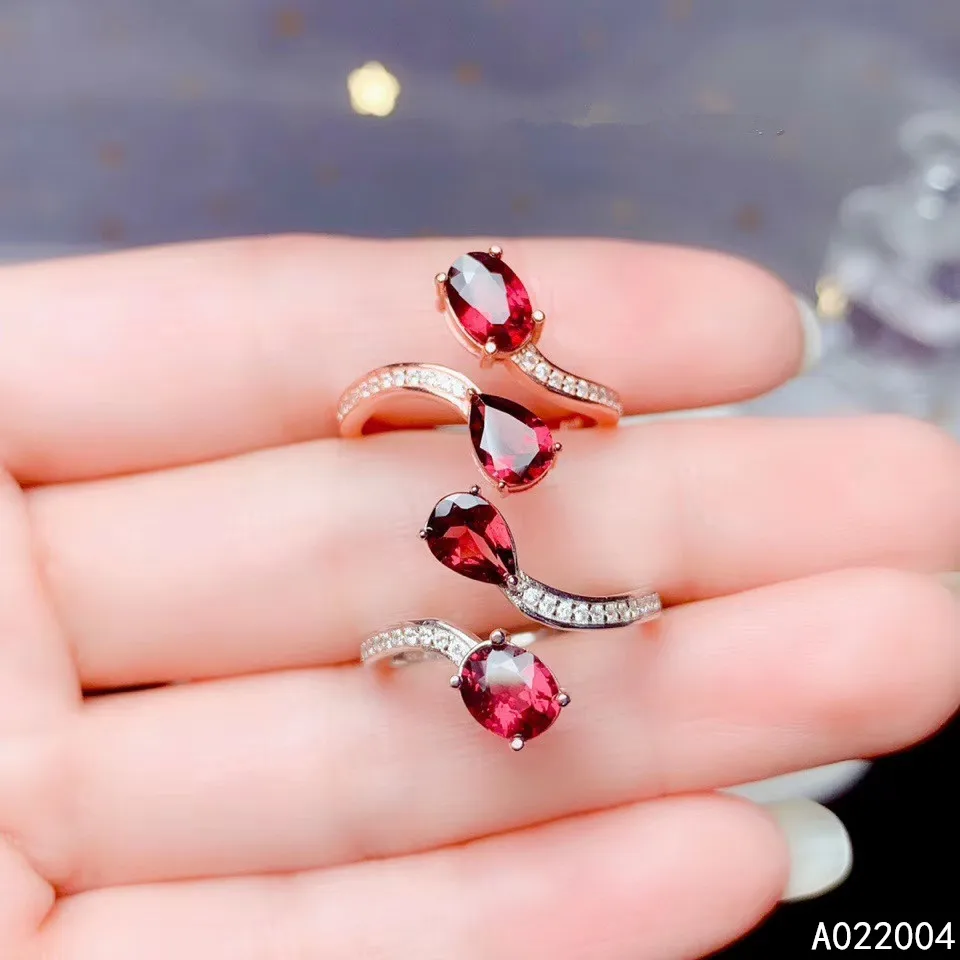 

KJJEAXCMY fine jewelry 925 sterling silver inlaid natural gemstone gem Garnet new Female crystal ring fashion Support test