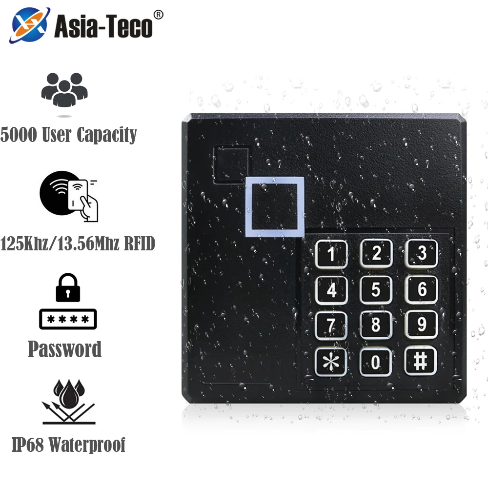Outdoor IP68 Waterproof Access Control Keypad RFID Touch Door Opener System 5000 User Capacity EM4100 125KHz Key Card Reader
