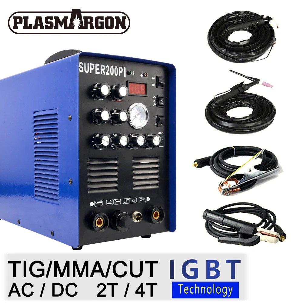 IGBT Pulse TIG/MMA Aluminium Welder 200A AC/DC 7 in 1 Milti-function Welding Equipment 50A Plasma Cutter Welding Machine