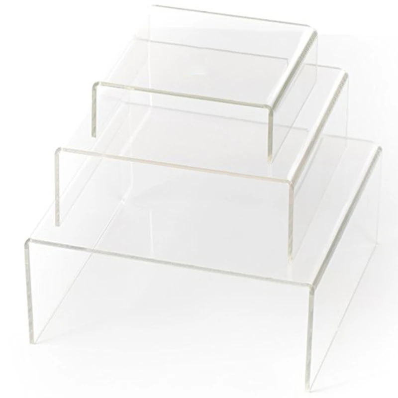 Acrylic Display Risers 3 Size Steps Acrylic Display Stand Anti-Corrosion Clear Showcase Display Shelf for Figure Collection Jewe