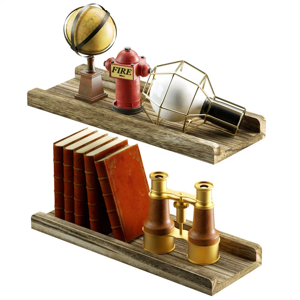 

Floating Shelves Wall Mounted Set of 2 Rustic Wood Wall Shelves Display Ledge and BookShelves for Bedroom Living Room Bathroom
