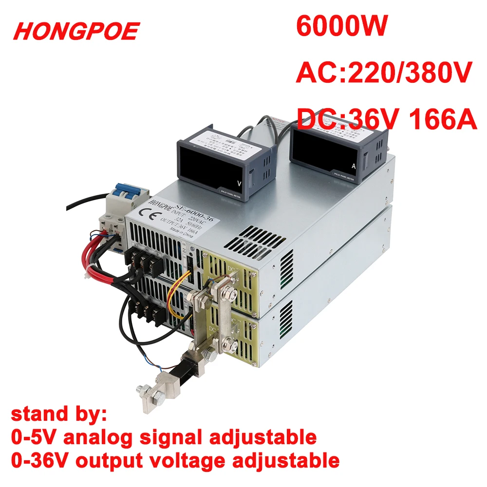 

6000W 36V Power Supply 0-36 Adjustable Power 0-5V Analog Signal Control 110V 220V AC-DC 36V High Power Transformer LED SMPS