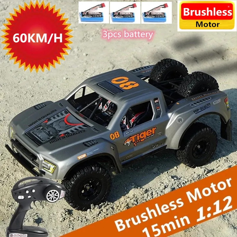 1:12 2.4G 4WD 60KM/H Brushless Motor RC Climbing Car Proportional Control Desert Off-road Truck RC Racing Car RTR Boy Gift Toy