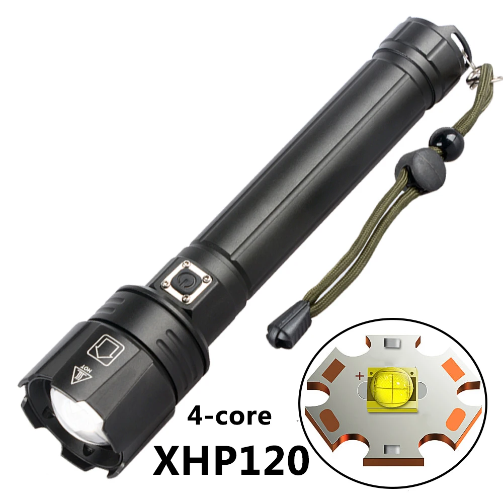 XHP120 Powerful Led Flashlight 60000LM USB Rechargeable Torch Zoomable Bulbs 18650 26650 Battery Portable Light Camping Lantern