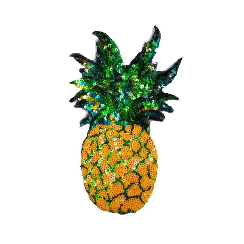 1 Piece Cheap Large Sequins Pineapple Patch Fashion Embroidered Applique Clothing Decoration Sew On Patch clothes applique