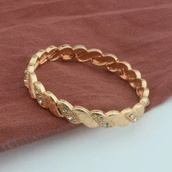 7mm Baby Girls Kids Champagne Gold Color Cubic Zircon Weaving Bangles Closed Jewelry