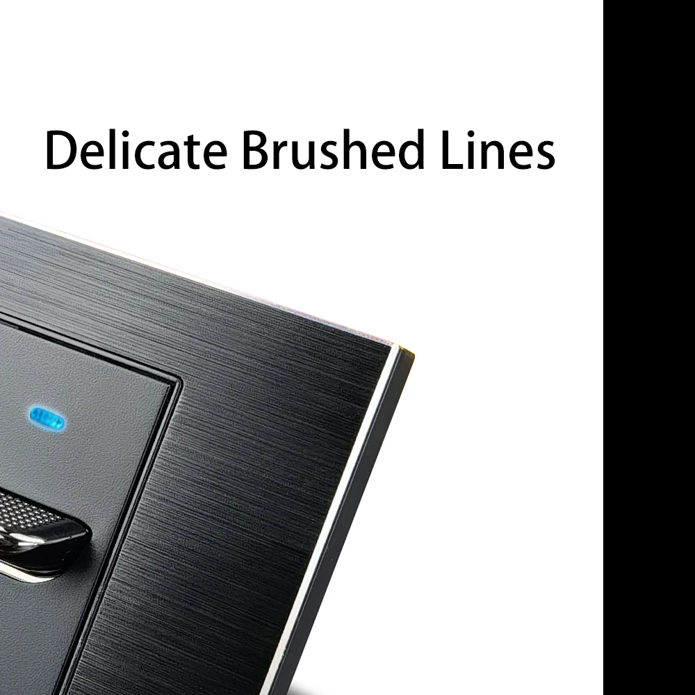 Immagine 5: 153*75mm 3 Gang attiva/disattiva pulsante e interruttore ventola L3 interruttore a pulsante in alluminio nero con indicatore LED e interruttore di controllo della velocità della ventola