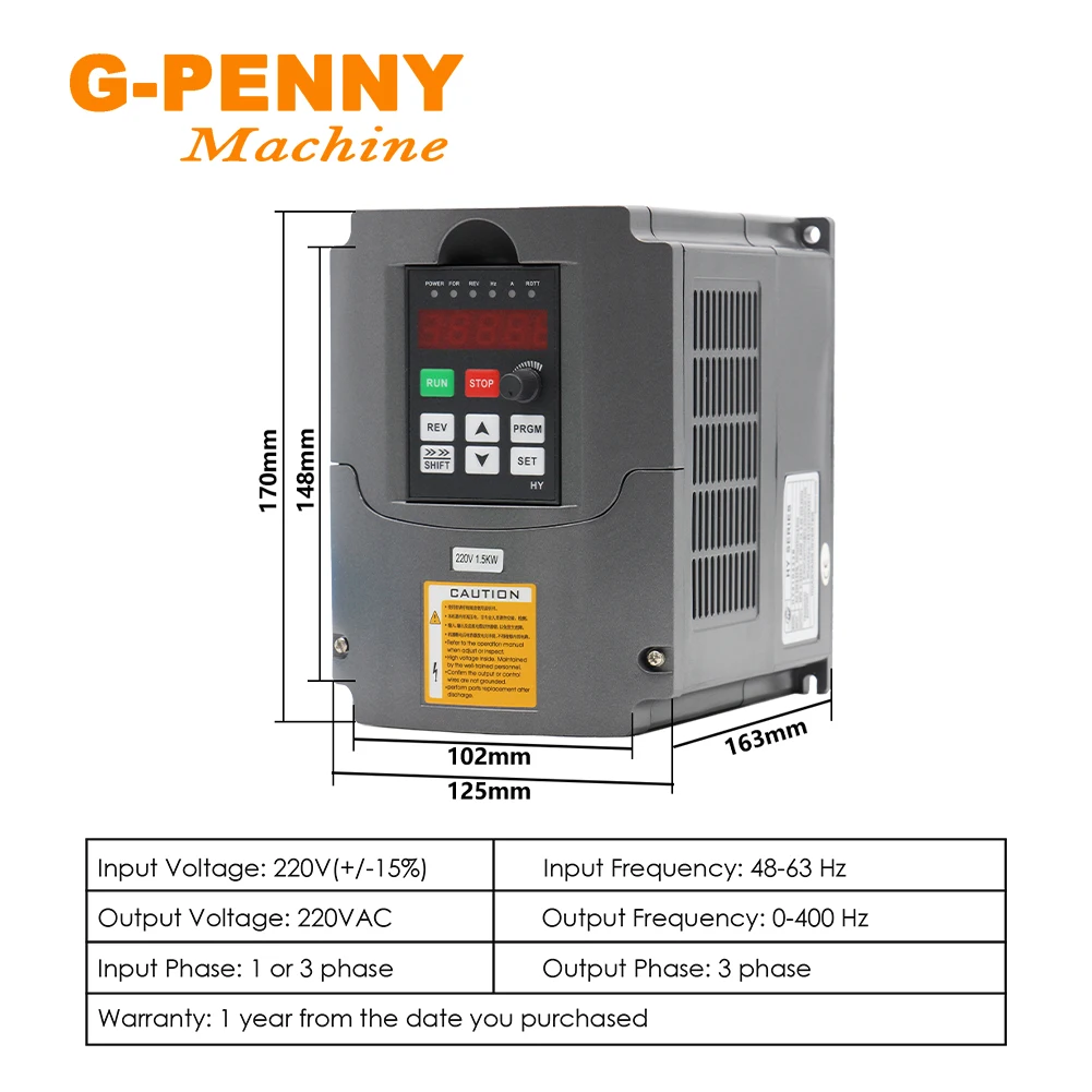 G-Penny 0.8KW Water Cooled Spindle Motor kit 4 Bearings 65mm & 1.5KW Inverter/VFD &75w Water Pump Collet