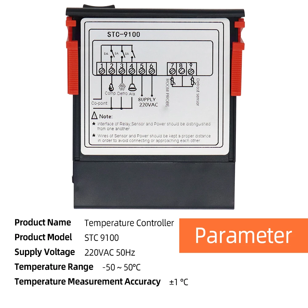 STC-9100 Digital Temperature Controller 12V 24V 220V Regulator Cold Storage Freezer Sensor Hygrometer Refrigeration Frost Alarm