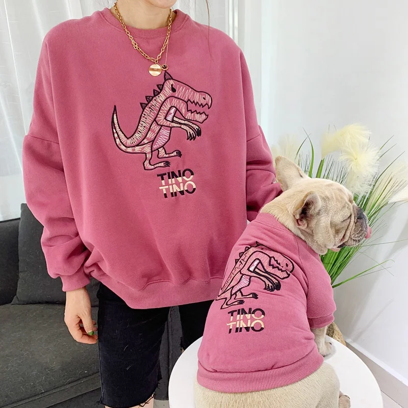 Warm Dog Hoodie Cashmere,Dog Matching Family Clothes Pet Outfit,Dog Owner Family Thick Costume Bulldog Poodle Teddy Pug Puppy