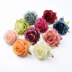 100 Pieces Wholesale Artificial Flowers diy Bride Brooch Silk Roses Head Wedding Decorative Flowers Wall Fake Plants Home Decor