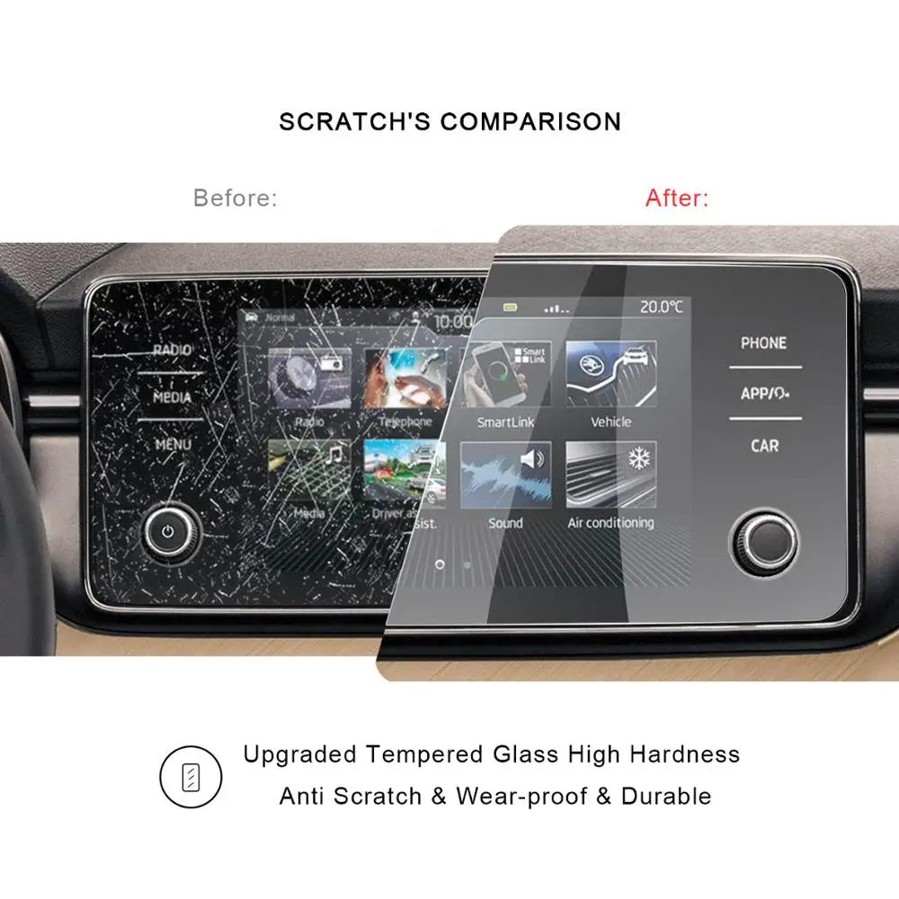 RUIYA-Protector de pantalla de coche para Kamiq Bolero/Scala Bolero, pantalla de navegación GPS 2020, accesorios interiores de coche, 8 pulgadas