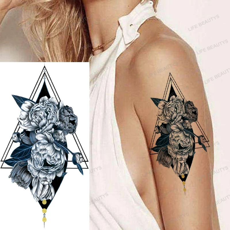 1x Waterproof Flower Temporary Tattoo Sticker Snake Rose Flash Lace Wolf Lion Body Art Arm Fake Sexy Women Men Sleeve