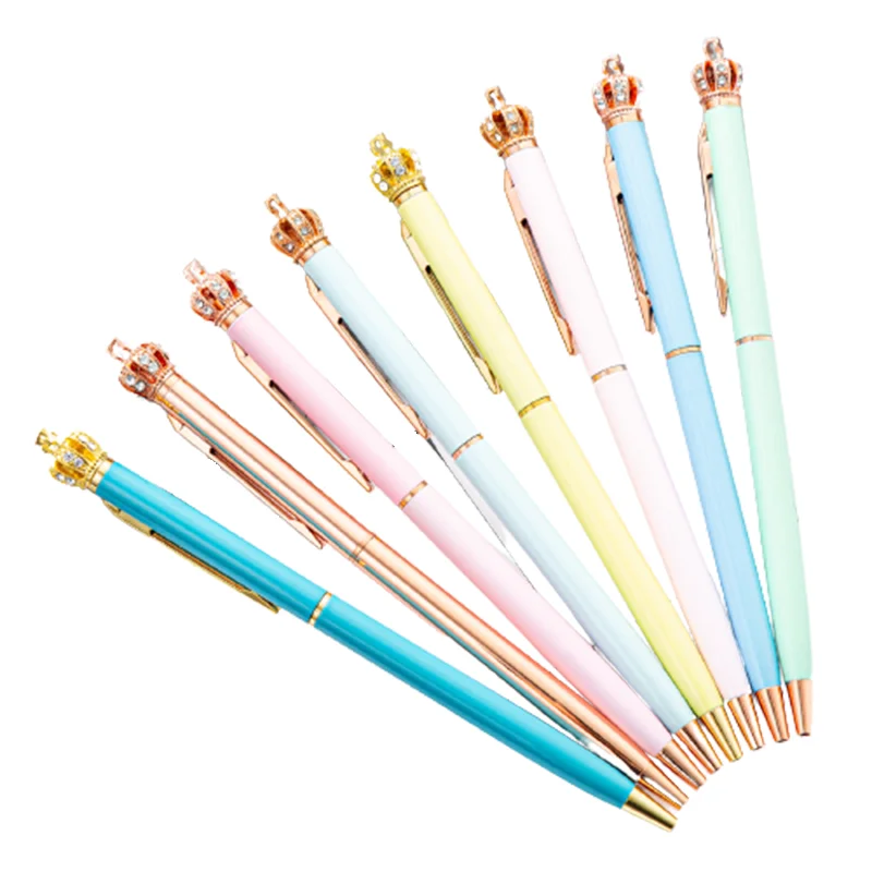 

1pcs Upscale Diamond Crown Ballpoint Pen Business Office Gift Signing Pens Fashion Beautiful Metal Writing Pens for Kids Gift