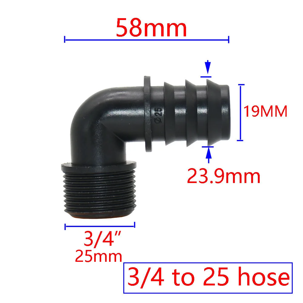 1/2 3/4 gwint męski do 16mm 20mm 25mm ogród króciec do węża złącze Elbow 1/2 3/4 1 \