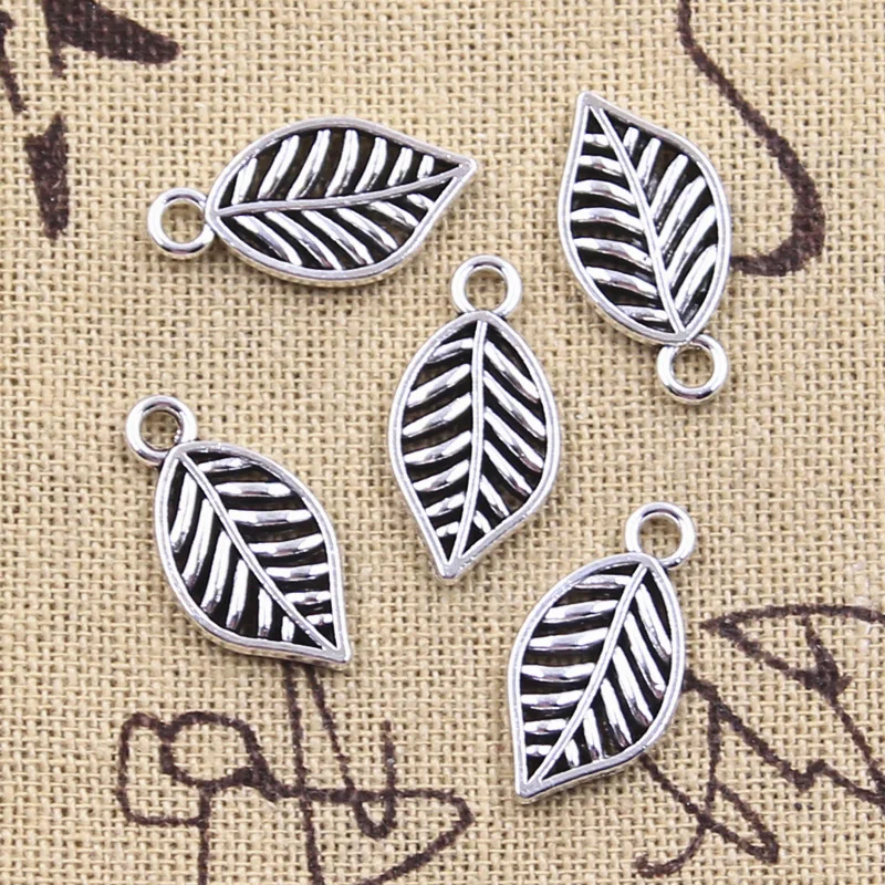 25pcs Charms Tree Leaf 20x10mm Antique Silver Color Pendants DIY Crafts Making Findings Handmade Tibetan Jewelry