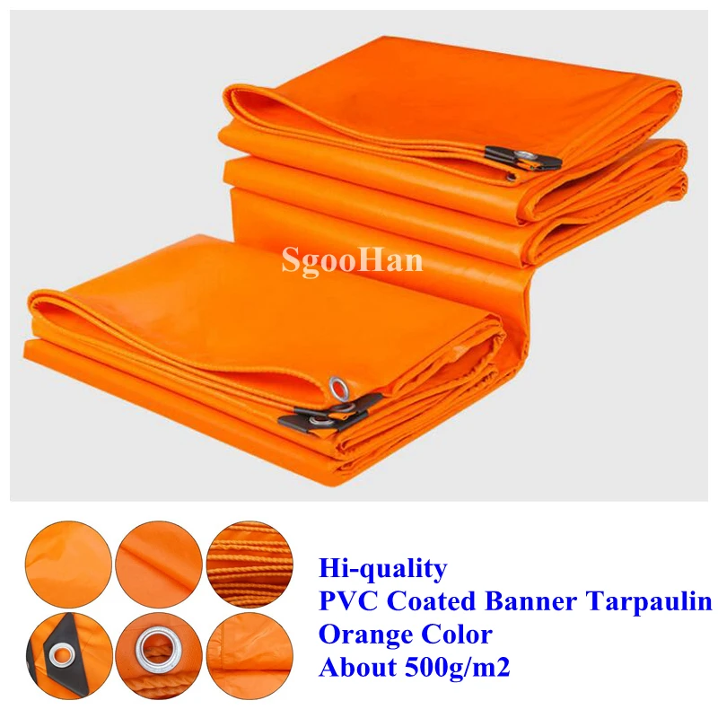 

Orange PVC Coated Banner Tarpaulin Rainproof Cloth Outdoor Awning Waterproof Oxford Oilcloth Shade Sail Flame Retardant Cloth