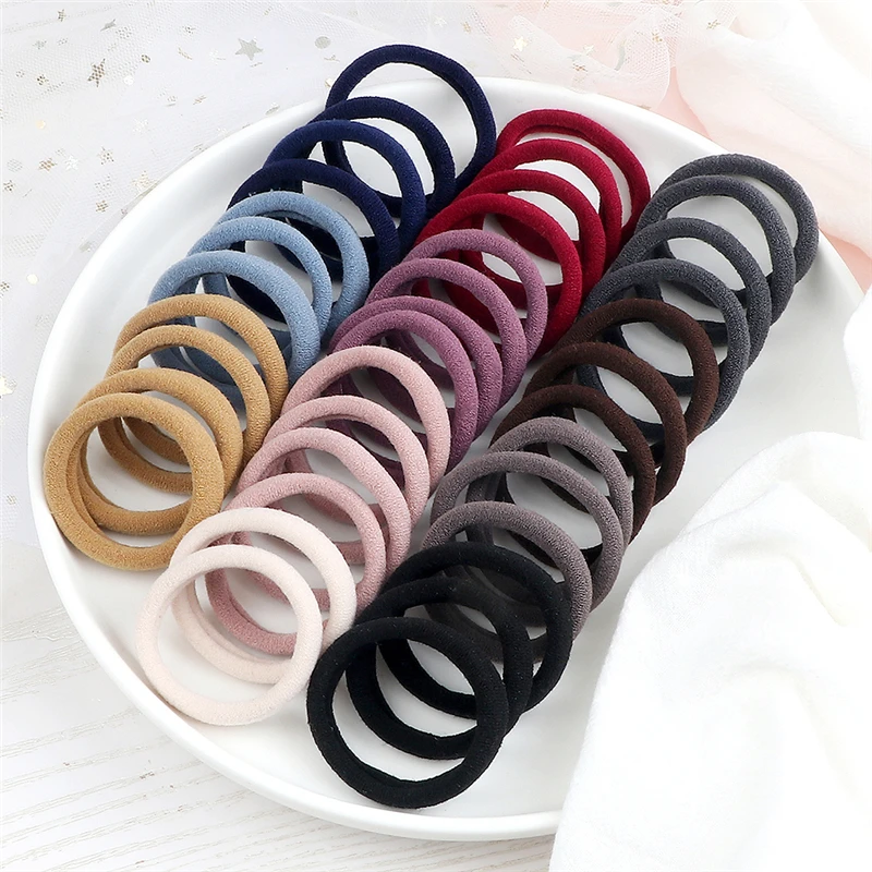 Women Girls Hair Bands 30/50Pcs 4cm Headband Basic Big Rubber Band Ponytail Holder Gum Elastic Korean Girl Kids Hair Accessories