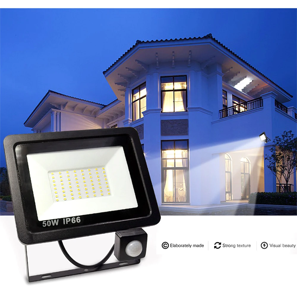 

PIR Motion Sensor LED Floodlight 10W 20W 30W 40W 50W Waterproof Led Spotlight For Garden Wall Street Outdoor Lighting AC220V