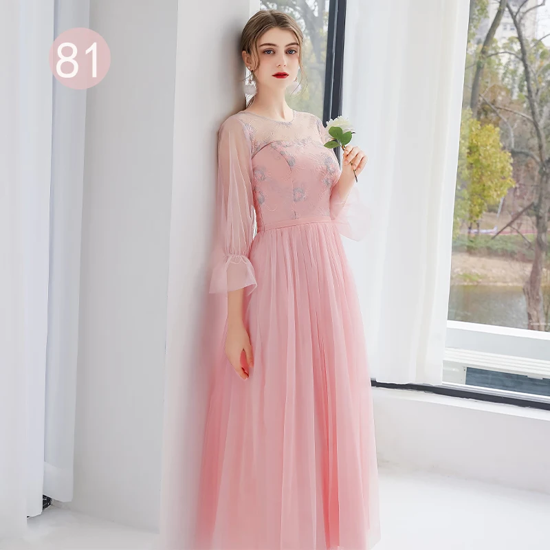 J2488-Robe de demoiselle d'honneur, rose clair, pour femme, tenue de soirée de mariage, bon marché, 2022