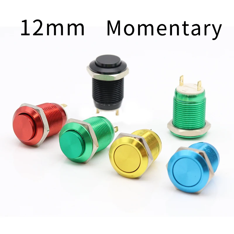 12mm Waterproof Momentary High Round Metal Push Button Switch Car Start Horn Speaker Bell Automatic Reset metal switch reset