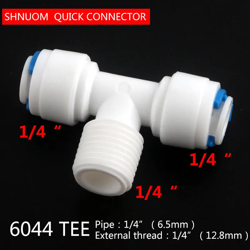 1/4 "Dép Tông Nam Nhanh Chóng Kết Nối 1/4" Ống Bằng Loại T Nước Kết Nối 3 Cách Lắp Thẩm Thấu Ngược bể Cá Cảnh Nam Tee