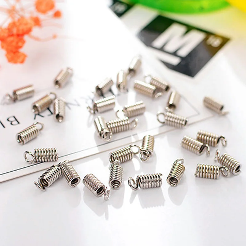 Gold/Silver/Bronze Color Metal Spring Clamp Crimp Beads Leather Cord Ends Caps Connectors for Jewelry Bracelet Making Supplies