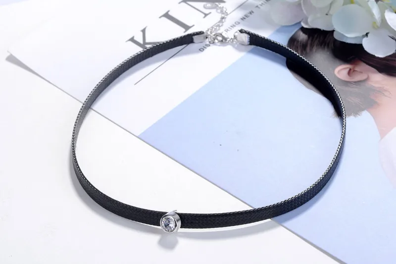 Trendy Round Shiny Crystal Platinum Plated Lady Choker Necklace Promotion Jewelry Women Short Rope Chains Gifts