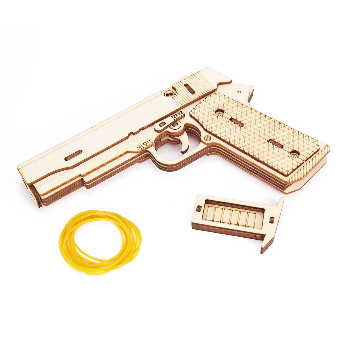 M1911 Pistol Toy Rubber Band Gun 3D Wooden Mechanical Handgun Model Kit Assembly Building Puzzle Birthday Gifts For Kids Teen