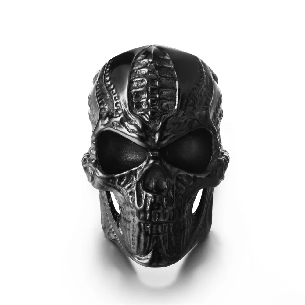 

Skull Dark Gang Ring Men Retro Gothic Punk Hip Hop Accessories Club Banquet Jewelry Gift Holiday Brother Stainless Steel Ring