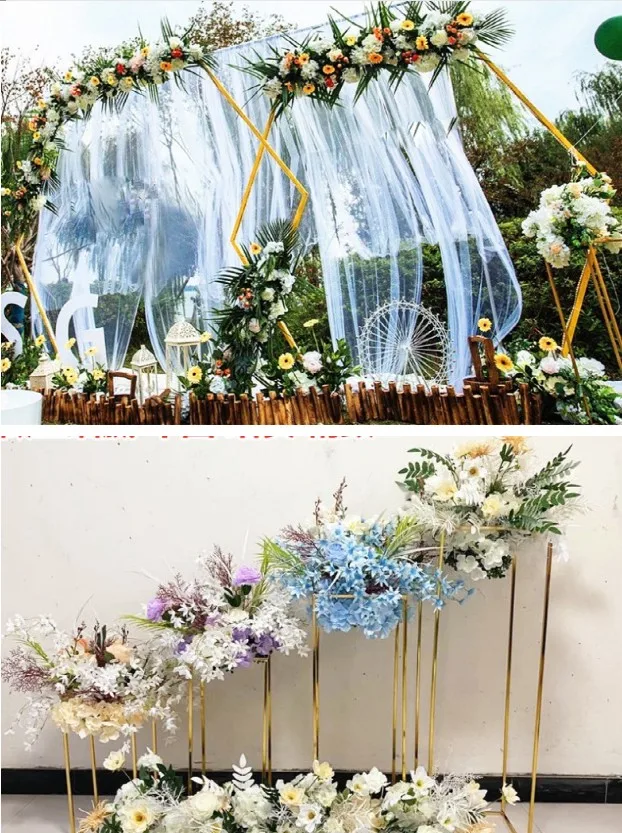 

9-11 pcs lawn Wedding flowers arch props backdrops iron road lead plinth for wall balloons sash table centerpieces decor rack