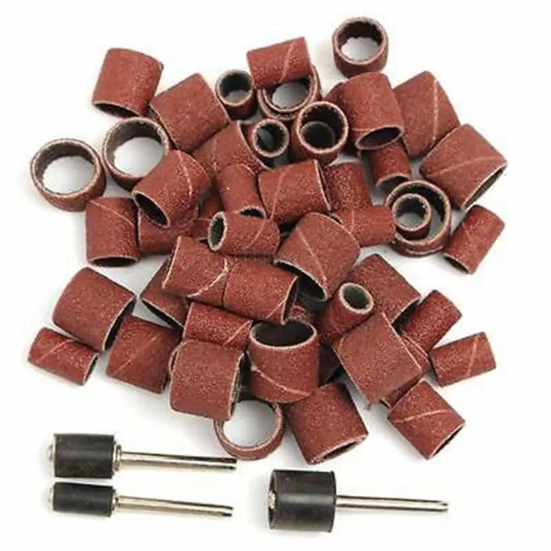 132pcs 1/2" 3/8" Mixed Drum Mandrel& Sanding Drum Sleeves For Rotary Tool BE