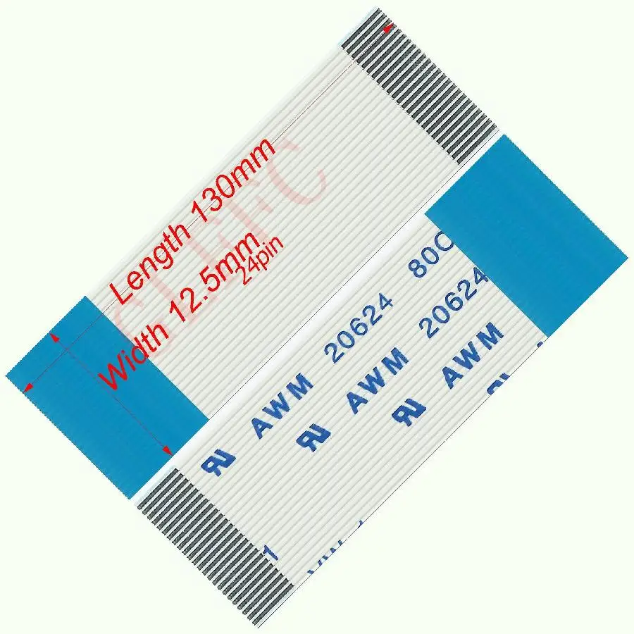 24pin 0.5pitch 130mm-480mm B-type Flexible Flat Cable FFC awm 20624 ROHS for TTL LCD DVD Computer
