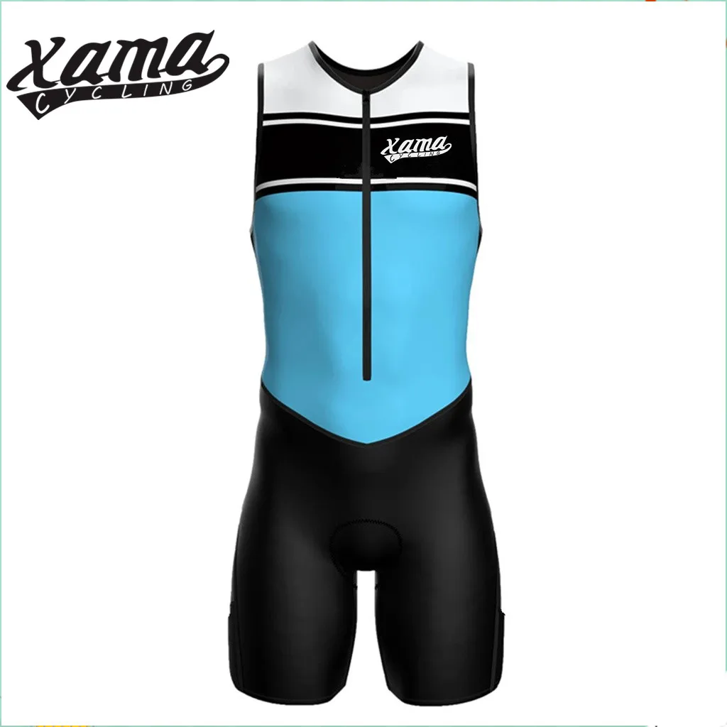 

Xama Cycling Mans Sleeveless Triathlon Suit Factory Custom Skinsuit Ropa Ciclismo Pro Jumpsuit Run/Swim/Bike TriSuit One Piece