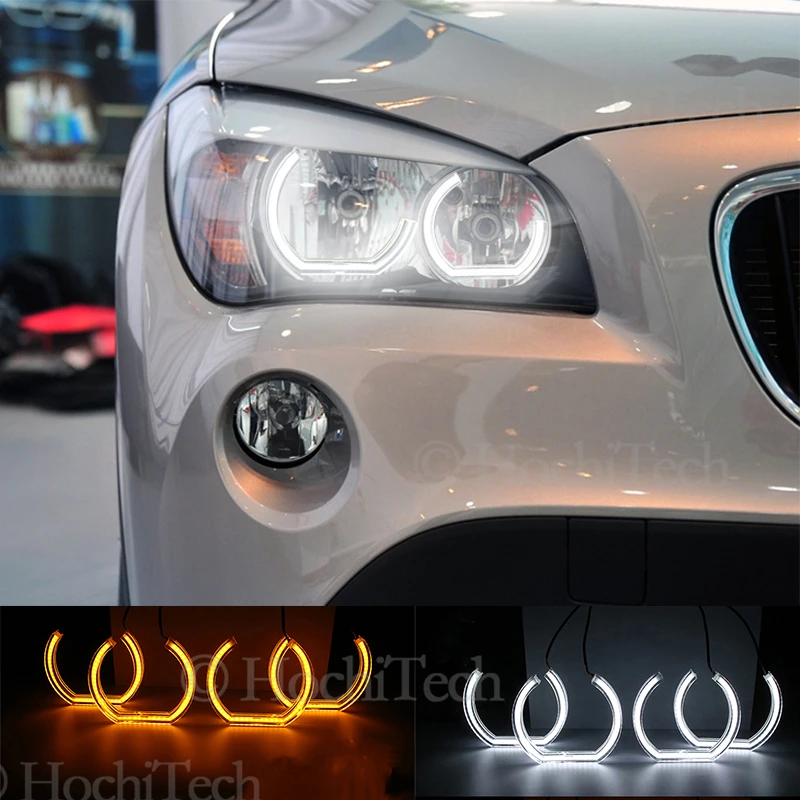 Switchback Dual Amber White Crystal C LED Angel Eyes  Rings For BMW X1 E84 2009 2010 2011 2012 2013-2015 halogen headlight