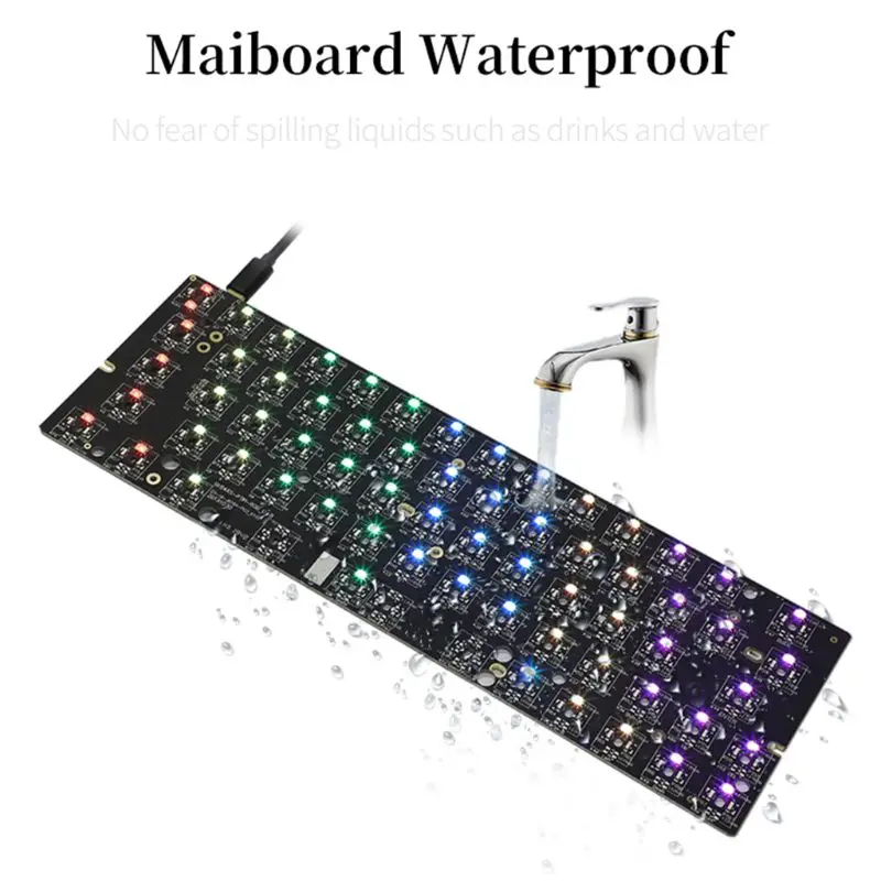 Imagem -05 - Teclado Mecânico com Fio e Iluminação de Led Rgb Mini Teclado Portátil Compacto e à Prova Dágua 61 Pbt com Teclas Gateron Alternância