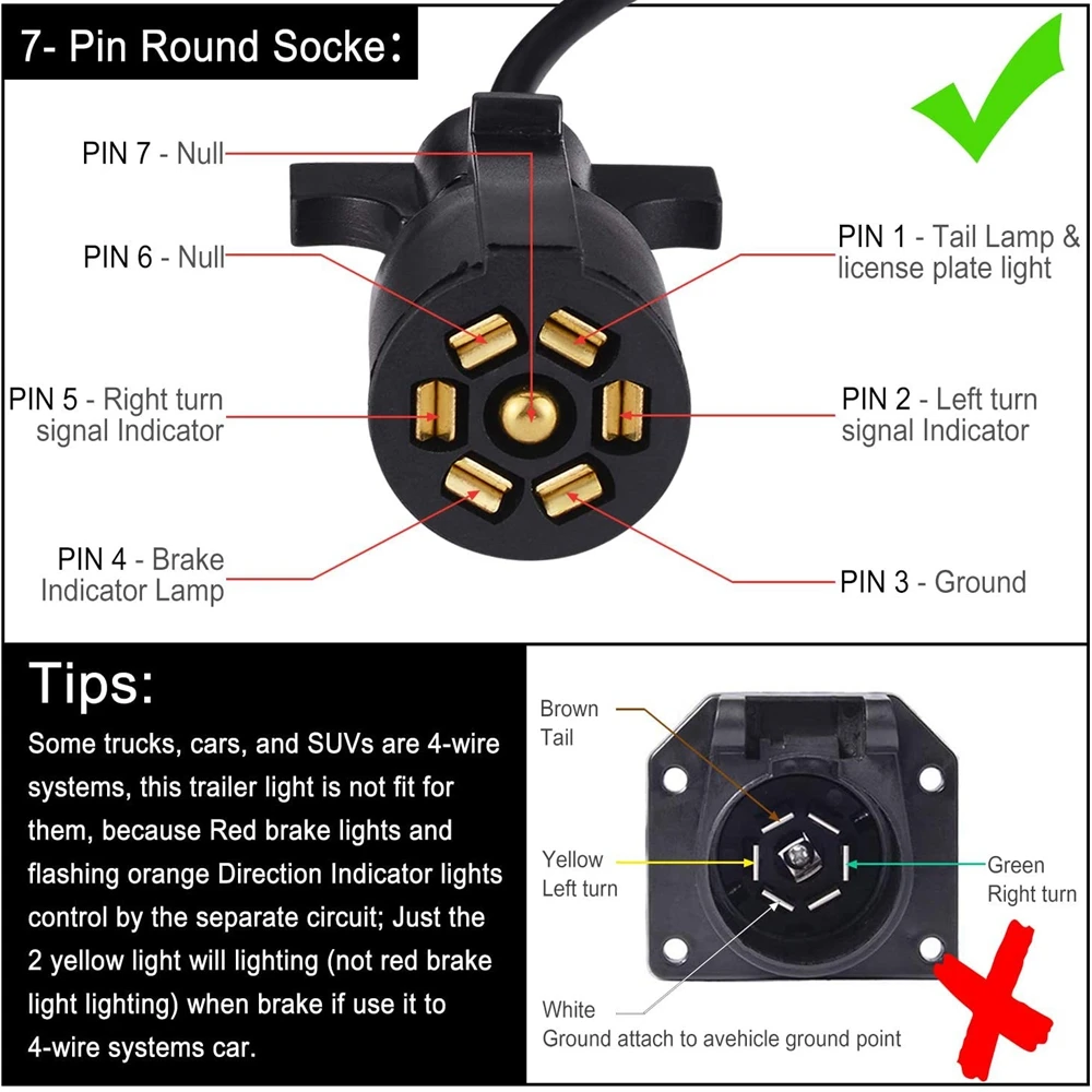 Rimorchio posteriore rimorchio luci posteriori 10m cavo 7pin luce Stop freno targa indicatore di direzione riflettore impermeabile camion 12V