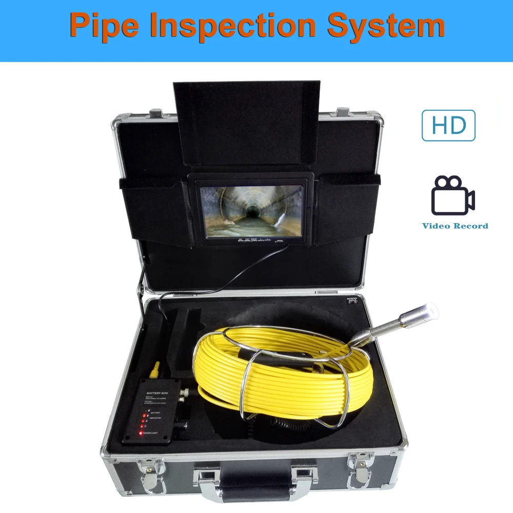 

TPWLCO 23mm Waterproof Sewer Inspection Video Camera With DVR 7inch Monitor Drain Pipe Industrial Endoscope System 20-50m Cable