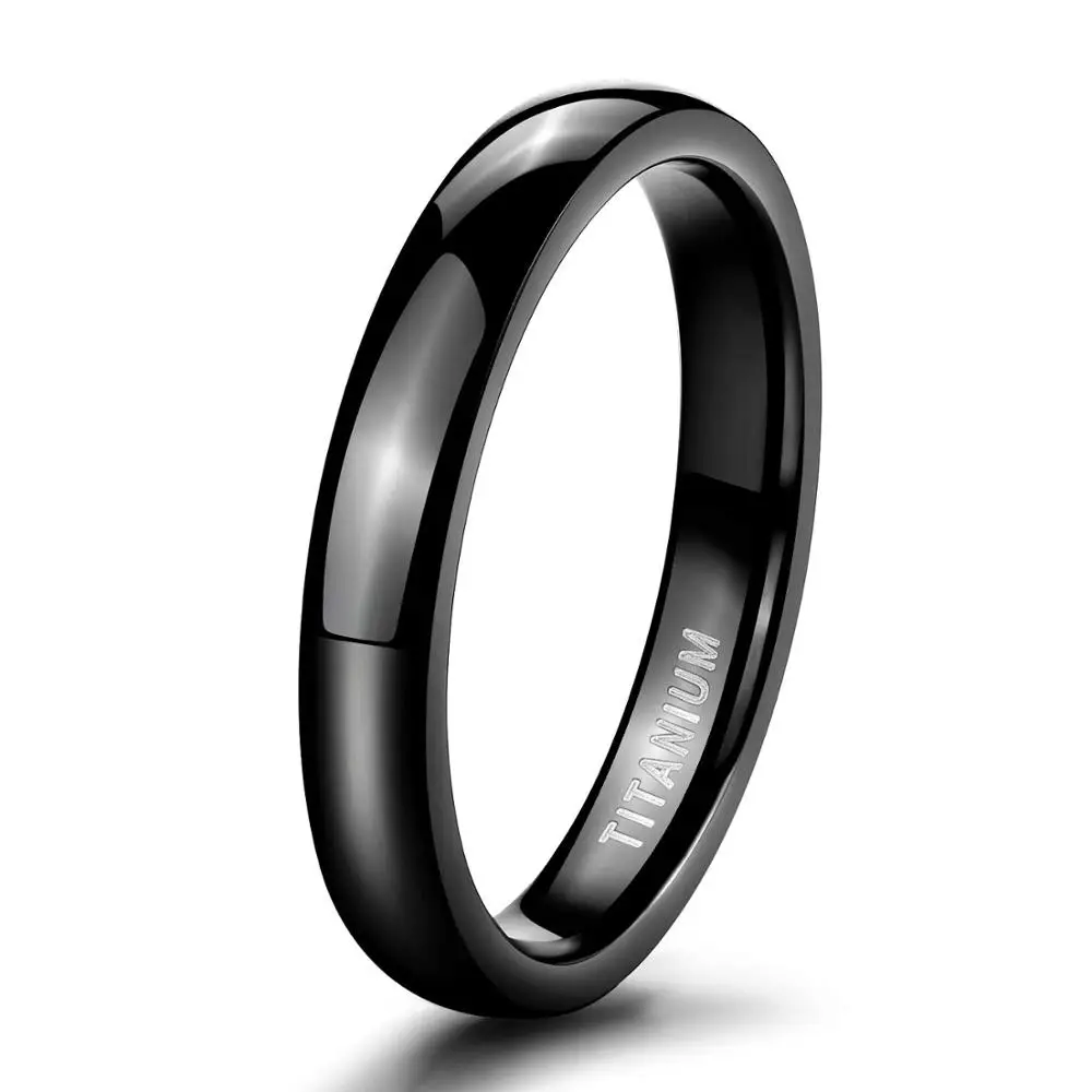 Somen 4mm Titanium Black Rings For Men Women Fashion Jewelry For Wedding Engagement Rings Classic Boyfriend Christmas Gift