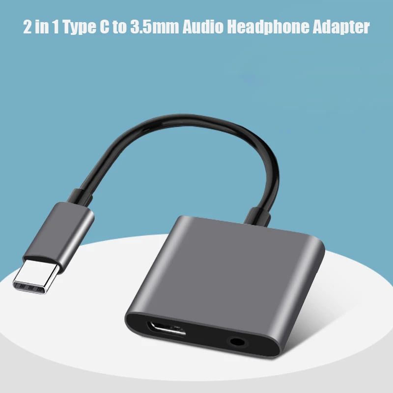 2in1 USB Type C to 3.5mm Audio Headphone Adapter Music Audio Splitter Jack PD 60W Charger Cable for Samsung Huawei Honor Adapter