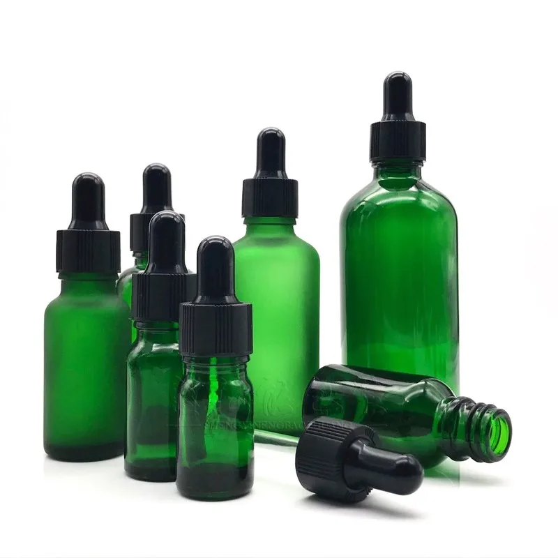 5-100ml Green Essential Oil Bottle Essential Oil Dispensing Bottle Dropper Essence Bottle Glass Refilable Dropper Travel Bottle