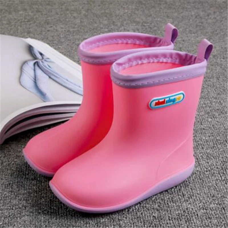 Kızlar için yağmur çizmeleri çocuklar su geçirmez su ayakkabısı bebek erkek kaymaz lastik çizmeler sıcak çocuk Rainboots dört mevsim çıkarılabilir