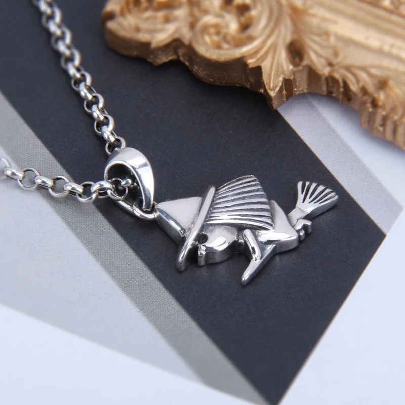 S925 Sterling Silver Charms Pendants for Men Women Retro Broom Flying Witch Amulet New Fashion Jewelry Wholesale