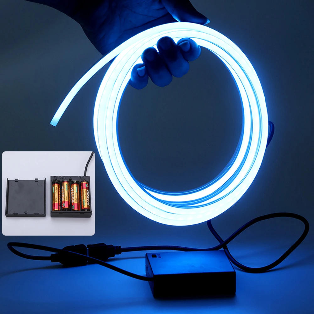 USB LED Strip Light with Battery Box DC5V Flexible Neon Sign Waterproof LED Ribbon Tape Flex Neon Rope Light for Home Decoration