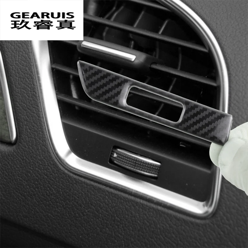 Car Styling Carbon fiber AC Outlet Trim Refit Air Frame Decoration Stickers covers Interior For Audi A4 B8 A5 auto Accessories