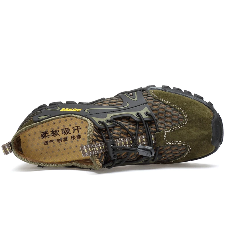Zapatos de senderismo transpirables para hombre, zapatillas de deporte de ante y malla para exteriores, zapatos de escalada, calzado deportivo de